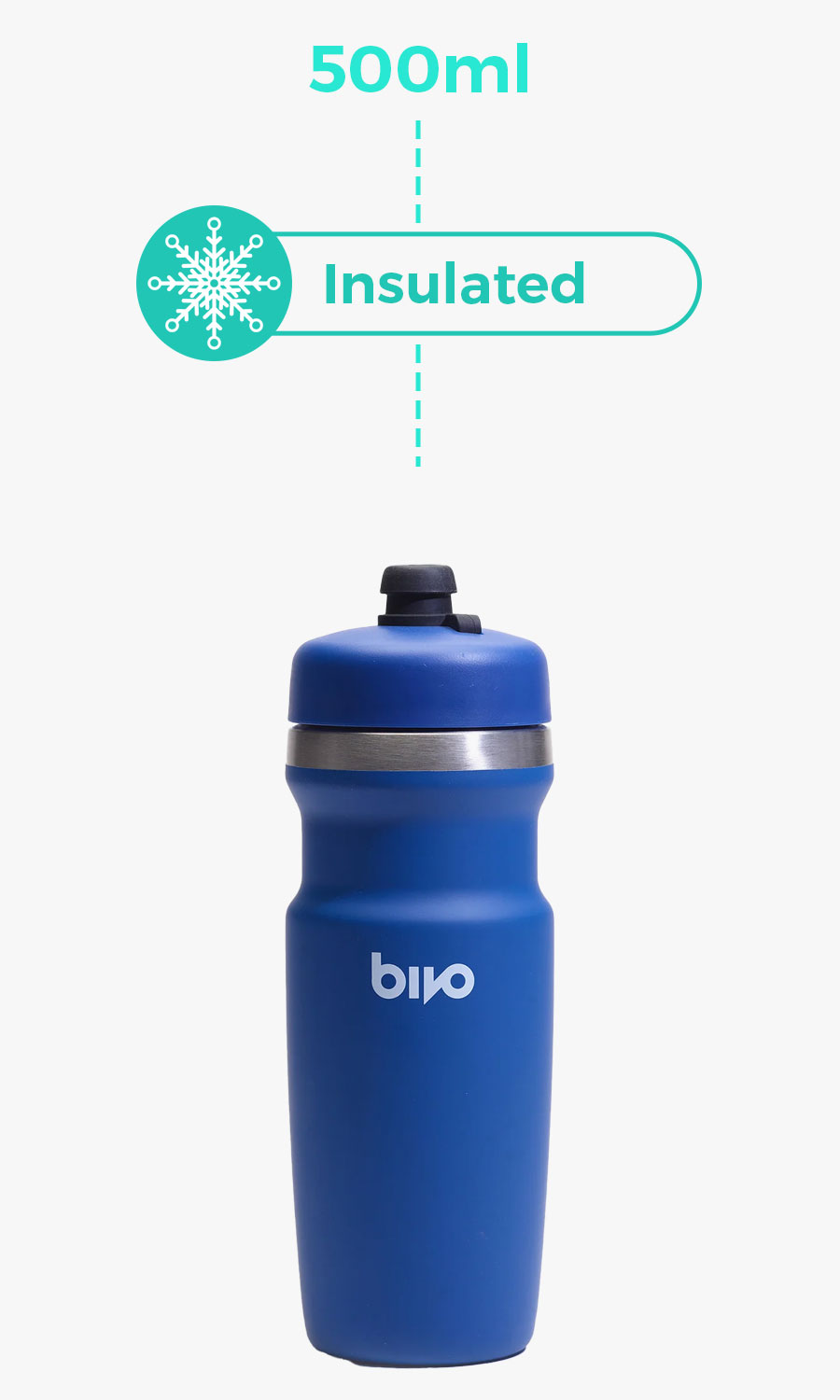 Bivo insulated 500ml true blue bottle