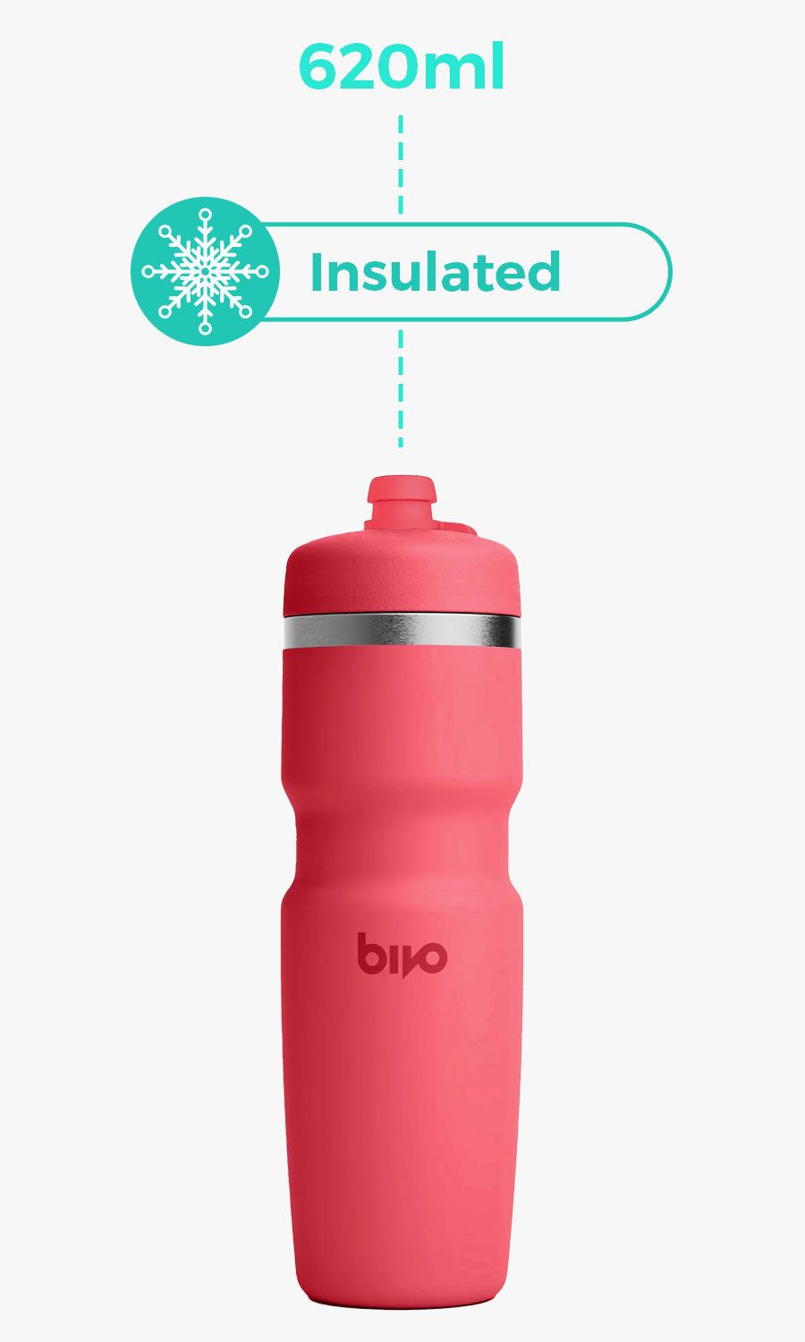 Bivo insulated 620ml strawberry bottle