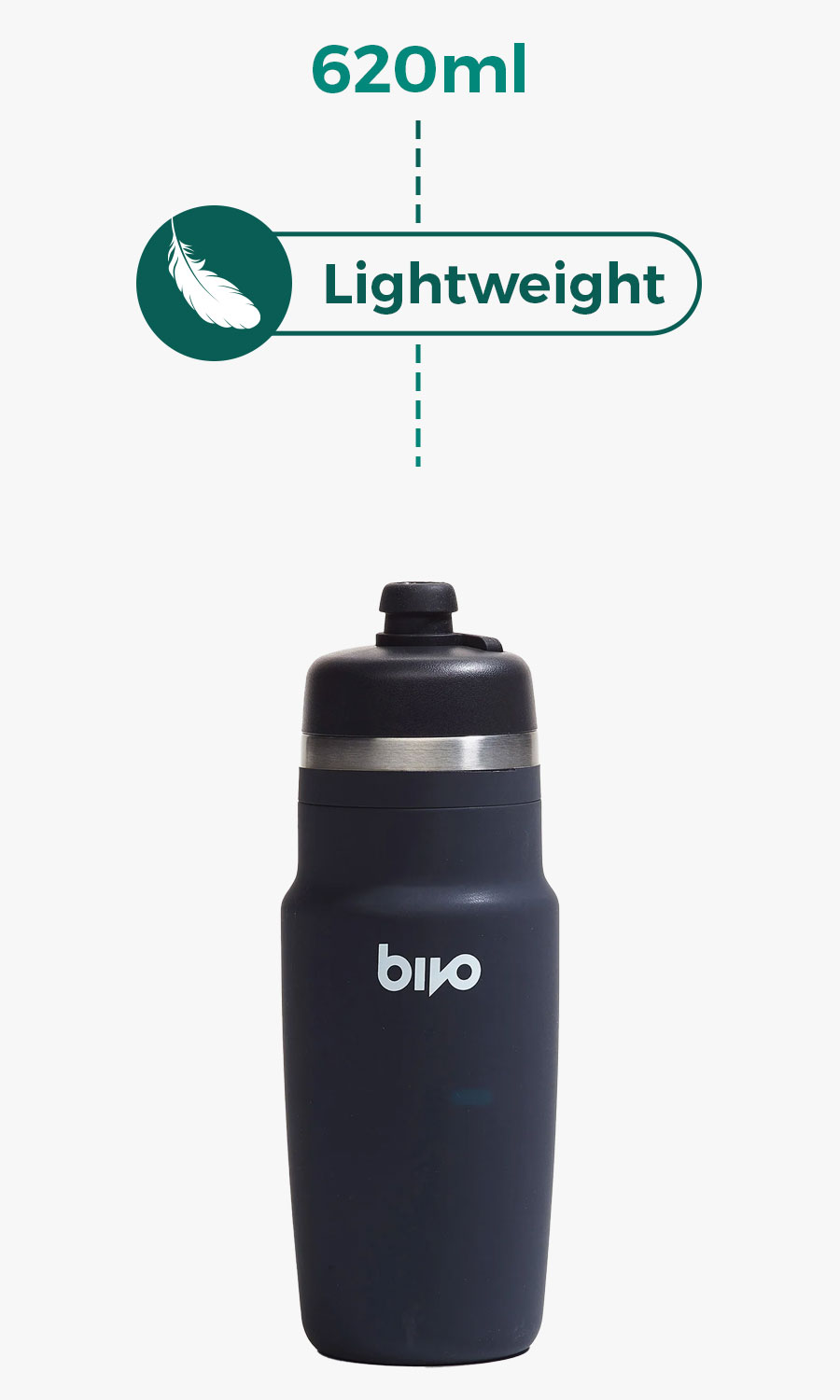 Bivo lightweight 620ml black bottle